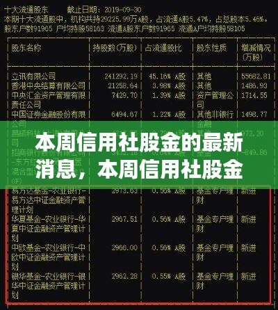 本周信用社股金動態(tài)解析與觀點闡述，最新消息深度探討