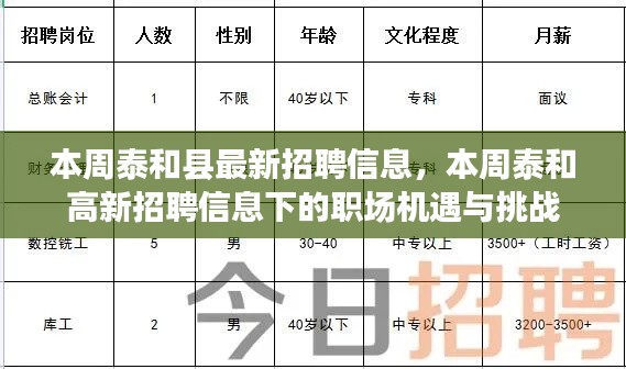 本周泰和高新招聘信息更新，職場機(jī)遇與挑戰(zhàn)揭秘