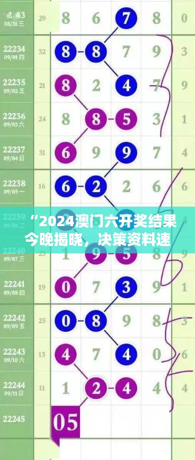 “2024澳門六開獎結(jié)果今晚揭曉，決策資料速成版XIS342.33發(fā)布”