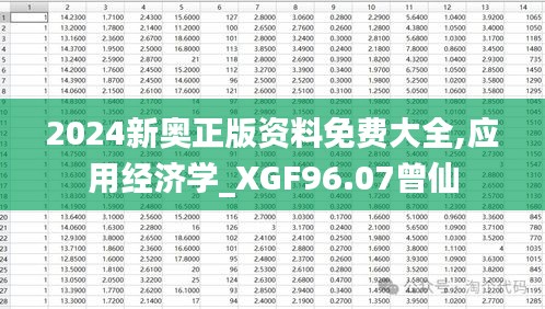 2024新奧正版資料免費大全,應(yīng)用經(jīng)濟學(xué)_XGF96.07曾仙