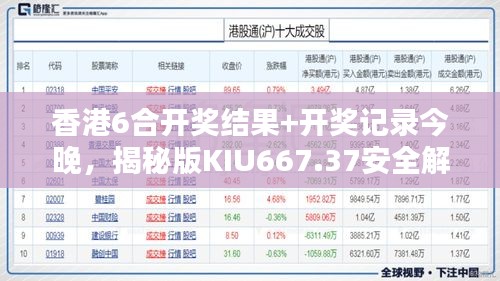 香港6合開獎(jiǎng)結(jié)果+開獎(jiǎng)記錄今晚，揭秘版KIU667.37安全解析