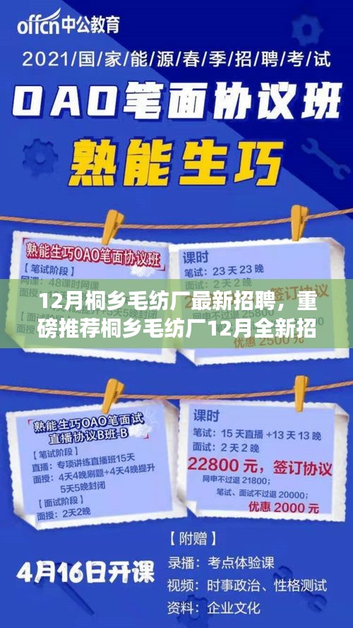 桐鄉(xiāng)毛紡廠12月全新招聘啟事，職業(yè)夢想從這里起航！