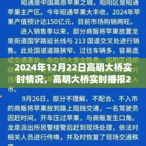 高明大橋?qū)崟r播報，開啟交通新篇章，2024年12月22日實況更新