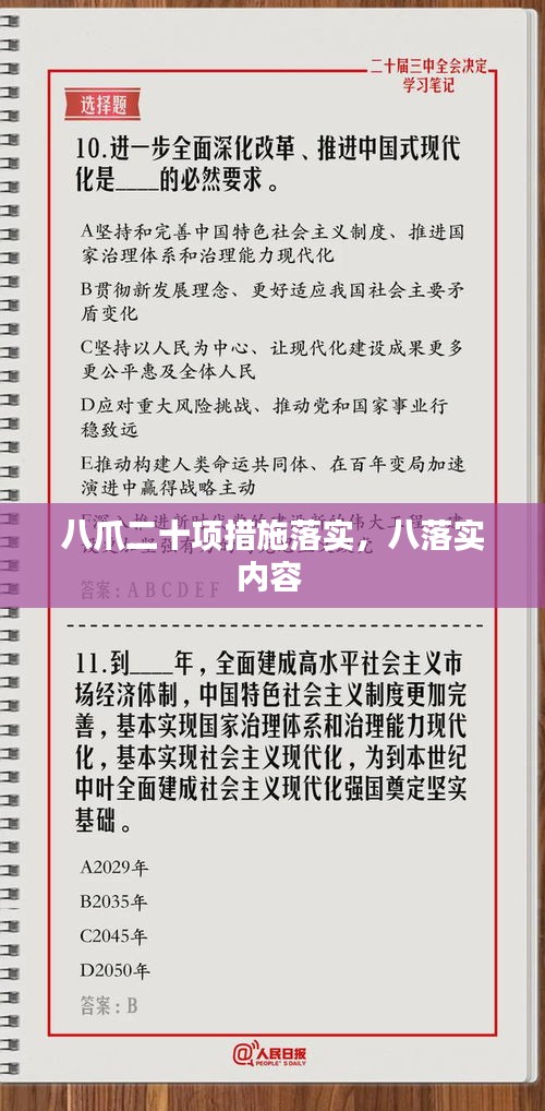 八爪二十項措施落實，八落實內(nèi)容 