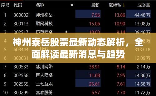 神州泰岳股票最新動(dòng)態(tài)解析，全面解讀最新消息與趨勢(shì)