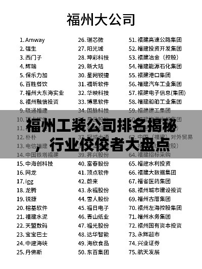 福州工裝公司排名揭秘，行業(yè)佼佼者大盤點