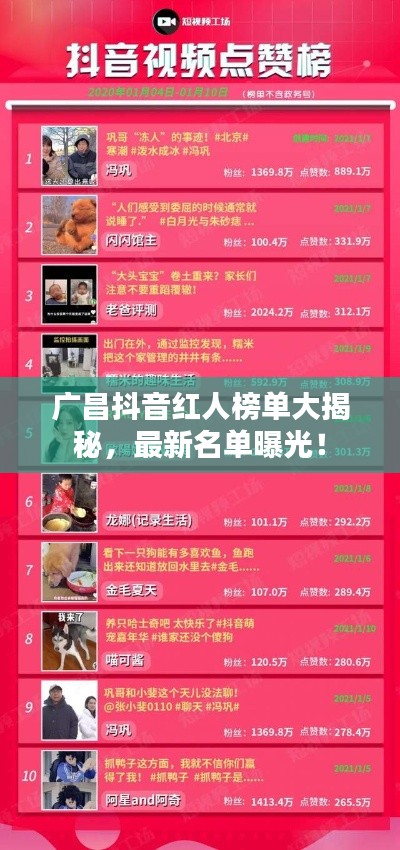 廣昌抖音紅人榜單大揭秘，最新名單曝光！
