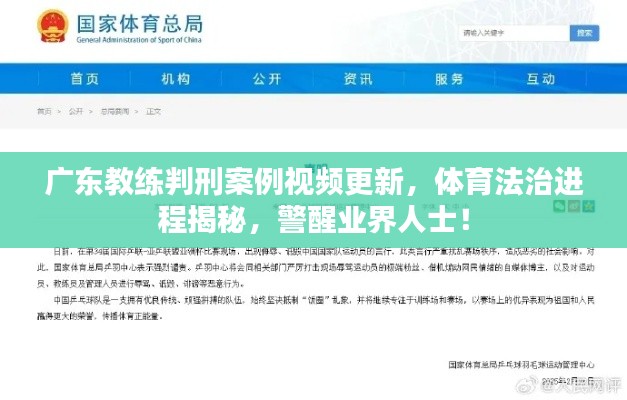 廣東教練判刑案例視頻更新，體育法治進程揭秘，警醒業(yè)界人士！